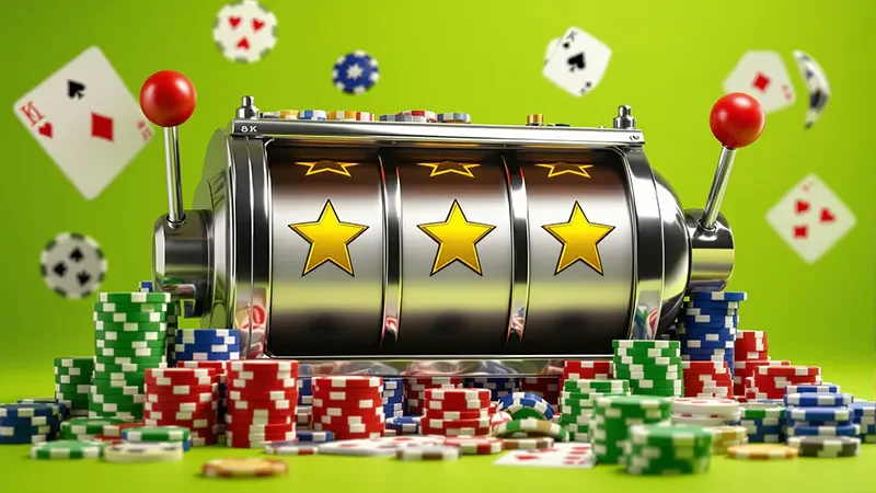 หน้าจอเกมสล็อตที่มีวงล้อรีลและสัญลักษณ์พิเศษ